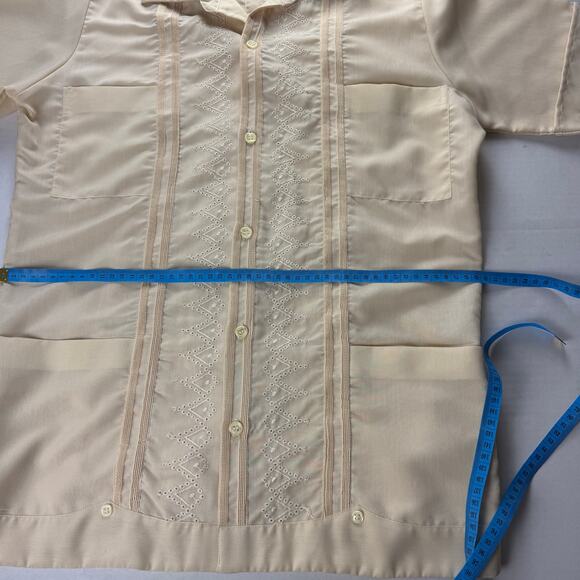 Vintage Mexican Wedding Shirt Guayaberas Gentte Made Yucatan Mexico Mens 36 - Picture 5 of 6